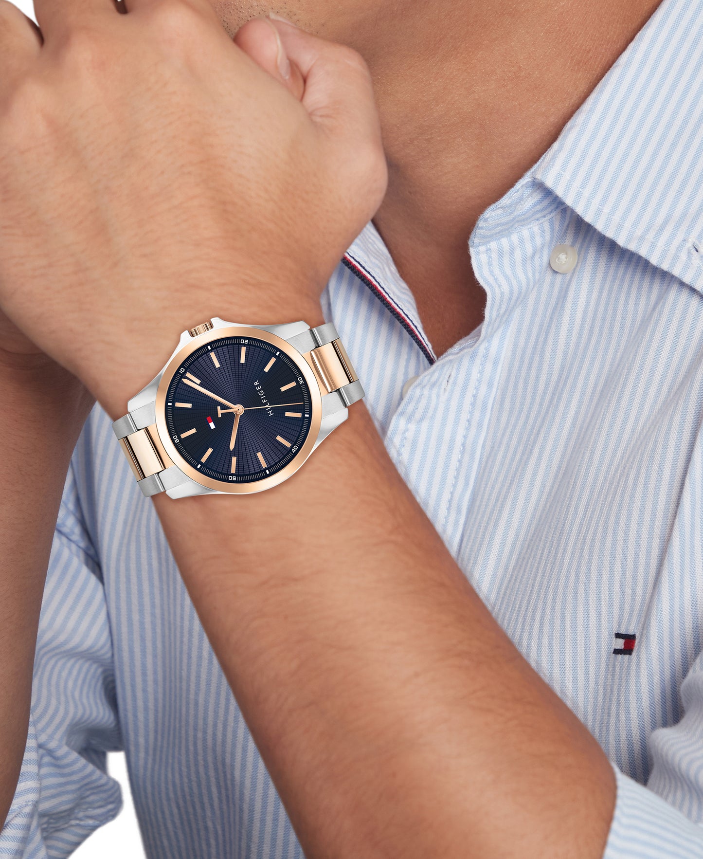 Tommy Hilfiger 1792193 Two Tone Stainless Steel Blue Dial Men's Watch