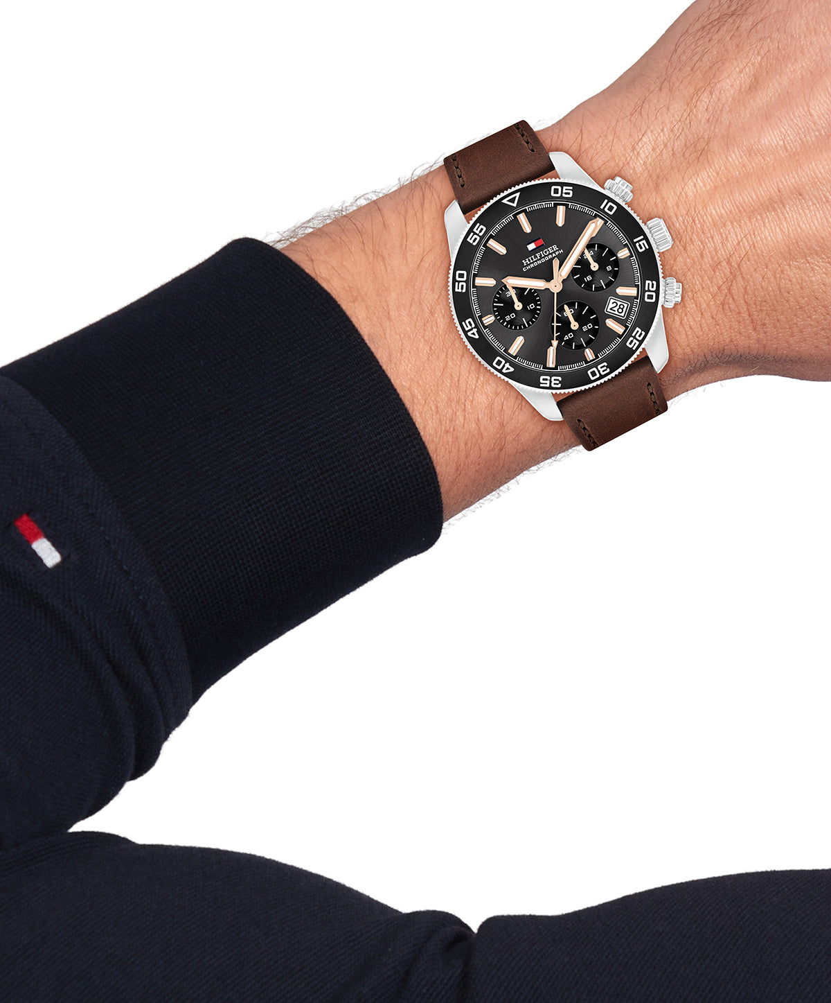 Tommy Hilfiger 1792213 Chronograph Brown Leather Strap Men's Watch