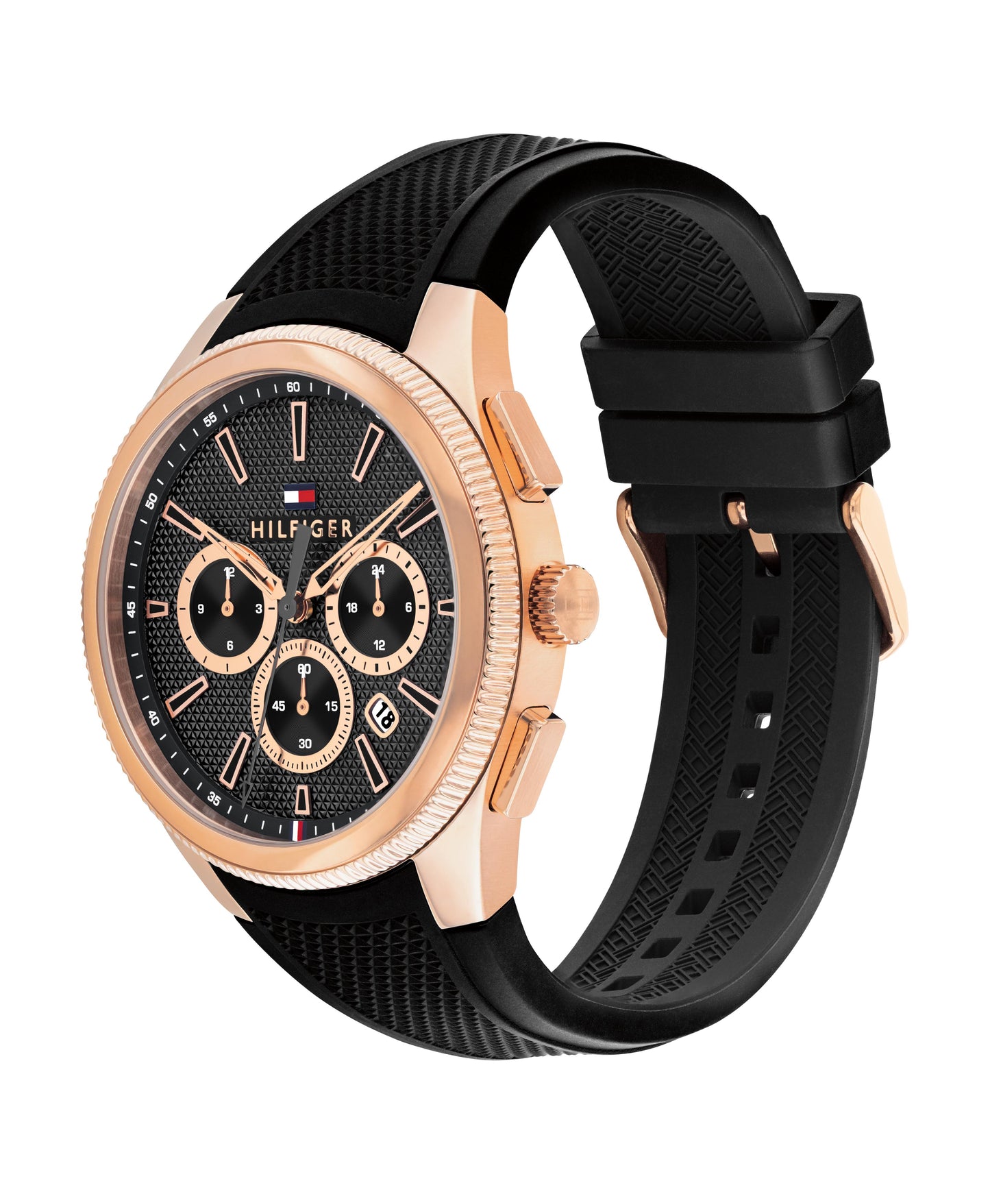 Tommy Hilfiger 1792251 Men's Black Silicone Strap & Rose Gold Case Quartz Watch