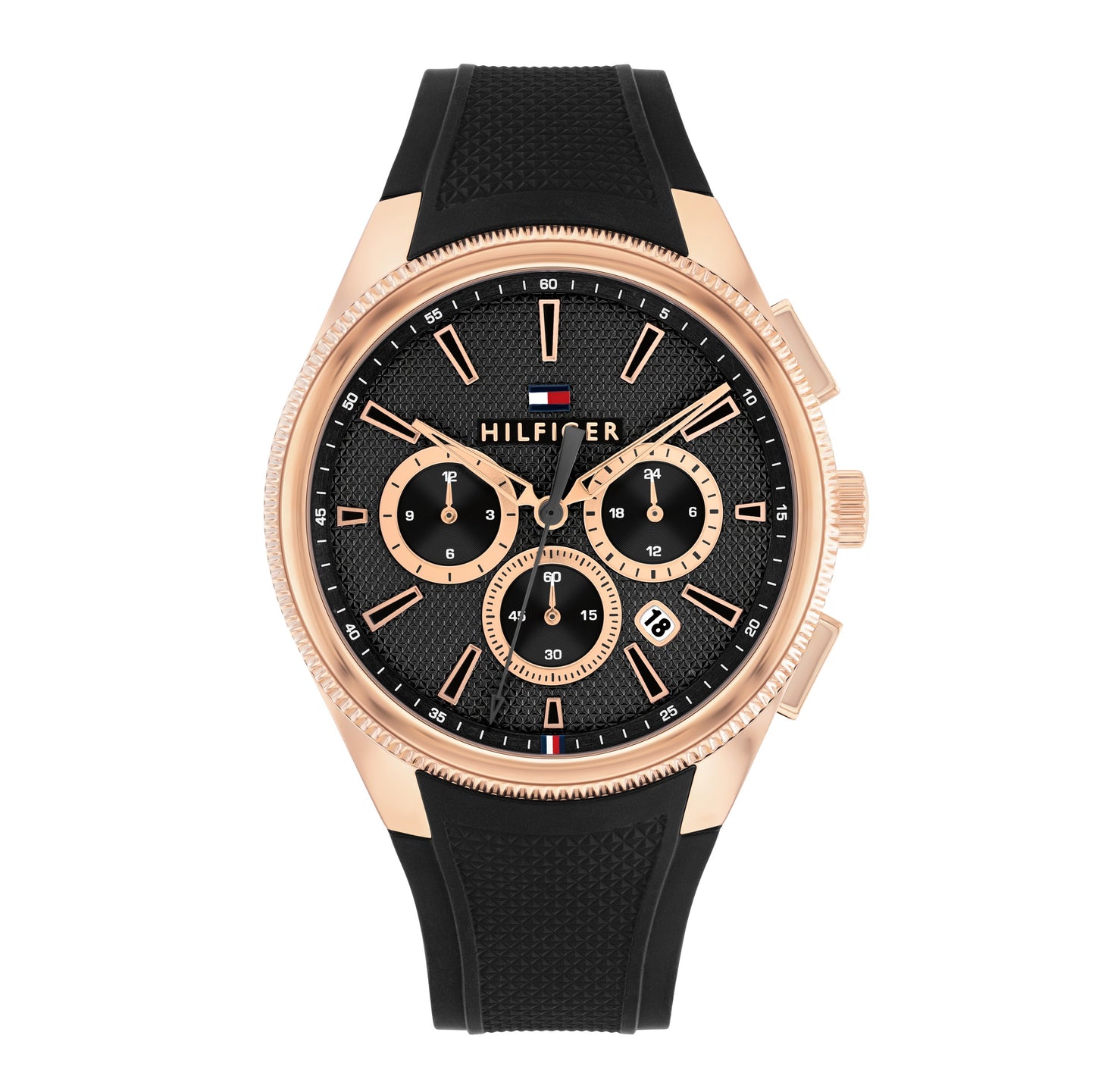 Tommy Hilfiger 1792251 Men's Black Silicone Strap & Rose Gold Case Quartz Watch