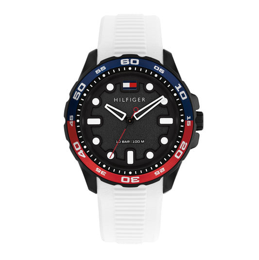 Tommy Hilfiger 1792264 Men's White Silicone Strap Black Dial Quartz Watch