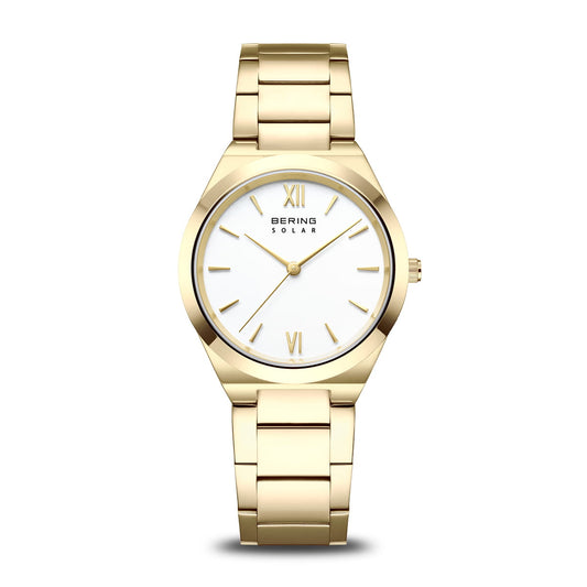Bering 19932-734 Women's Solar Gold Stainless Steel Watch