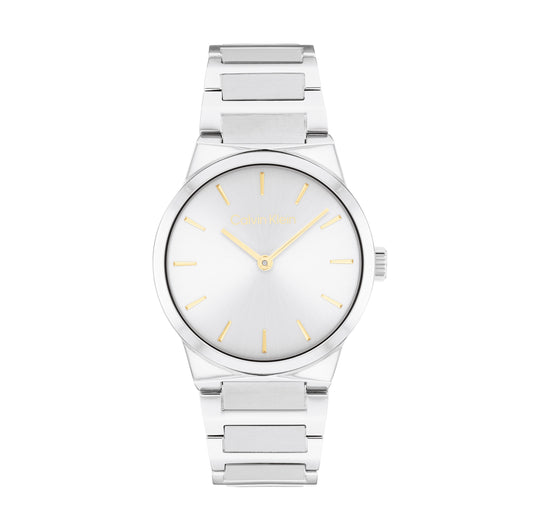 Calvin Klein 25100076 Women's Stainless Steel & Silver White Dial Watch