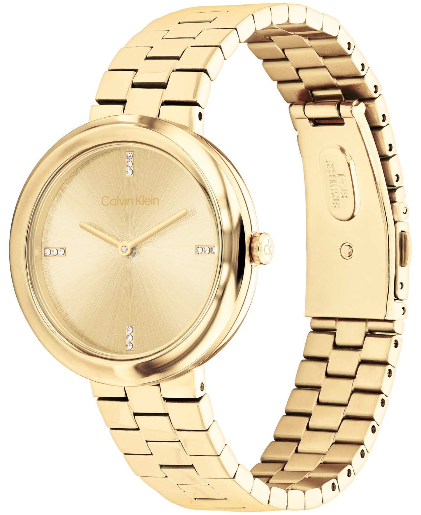 Calvin Klein 25100094 Women's Ionic Plated Thin Gold Steel & Crystal Indices Watch