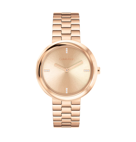 Calvin Klein 25100095 Women's Ionic Plated Rose Gold Steel & Crystal Indices Watch