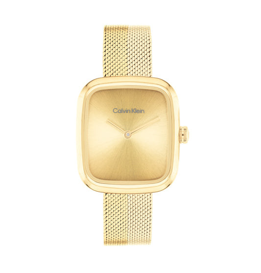 Calvin Klein 25100099 Ionic Plated Thin Gold Steel Mesh Bracelet Women's Watch