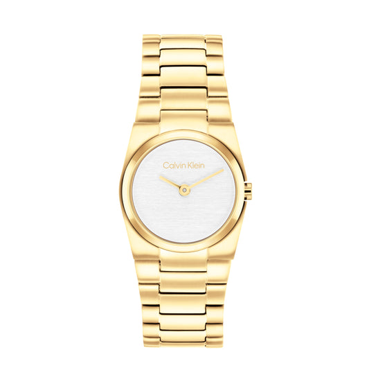 Calvin Klein 25100122 Ionic Plated Thin Gold Steel White Dial Women's Watch