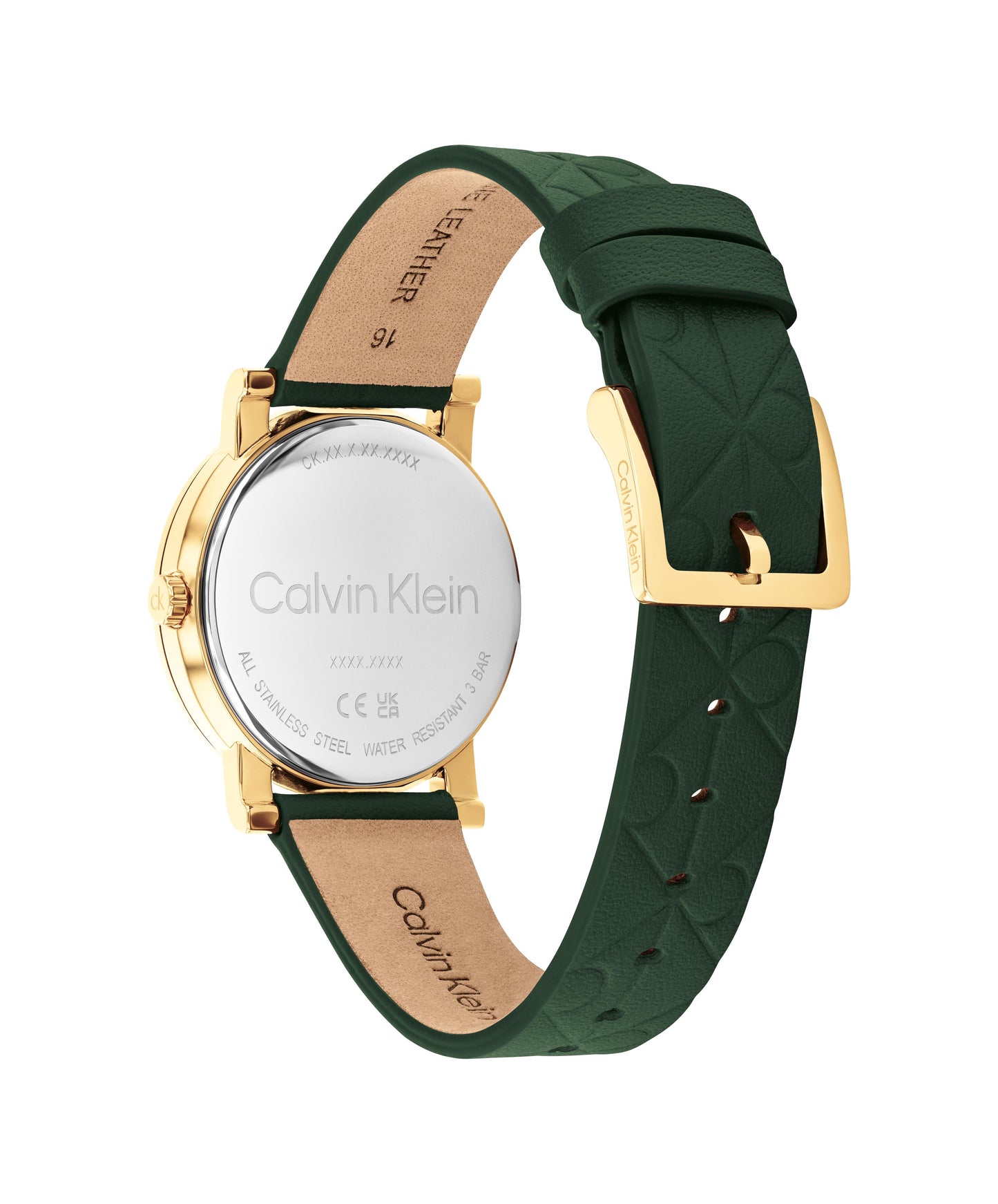 Calvin Klein 25100129 Monogram Green Leather Strap Women's Watch
