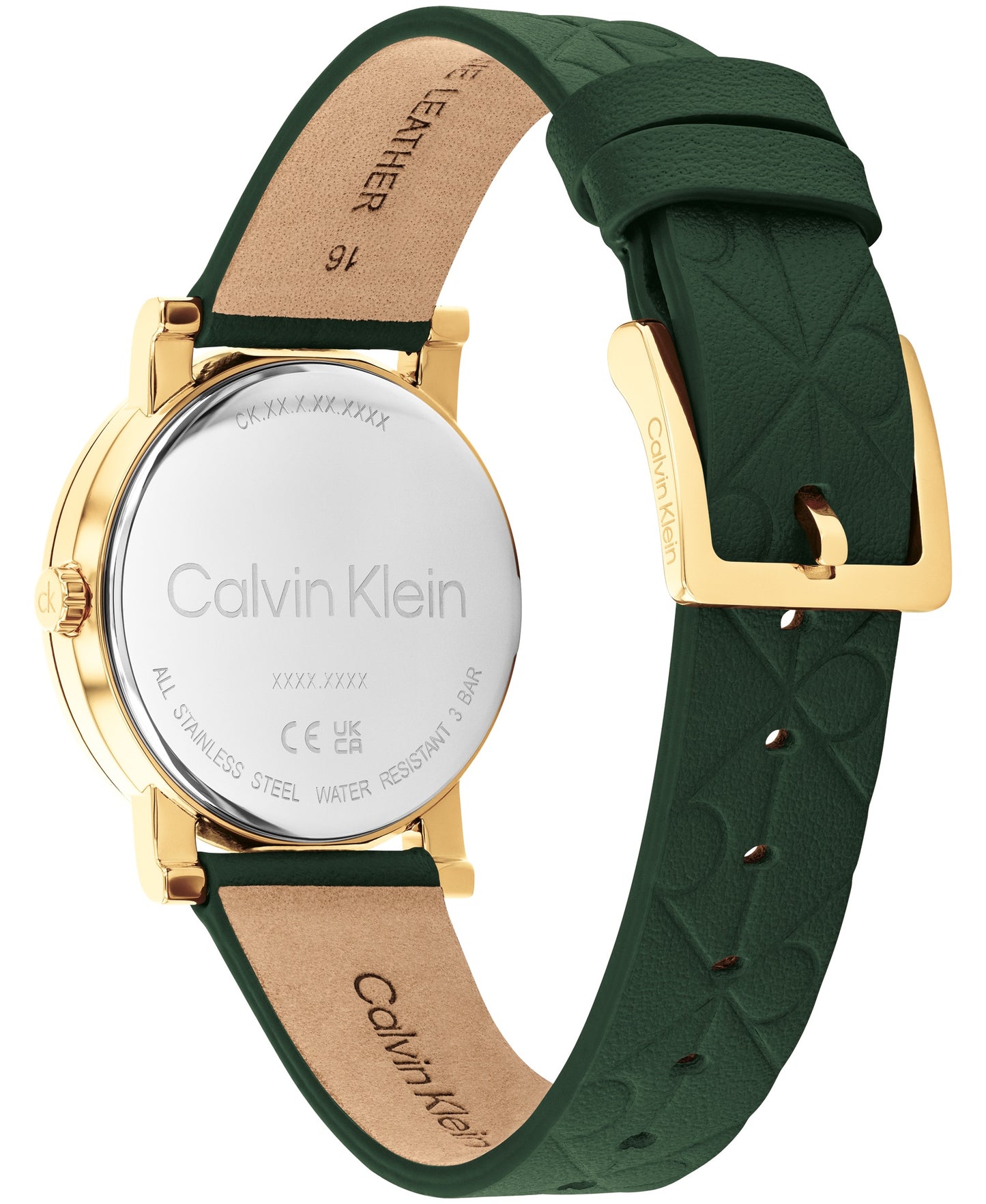 Calvin Klein 25100129 Monogram Green Leather Strap Women's Watch