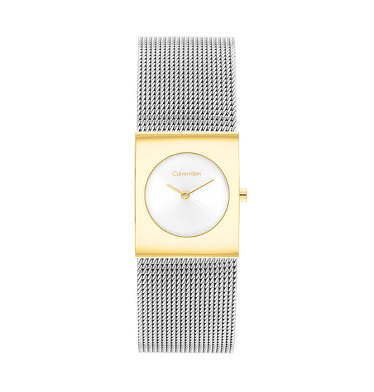 Calvin Klein 25100139 Ionic Plain Thin Gold Steel Silver White Dial Women's Watch