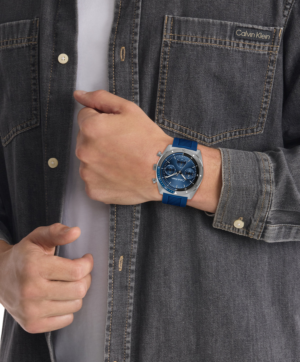 Calvin Klein 25200468 Men's Blue Silicone Strap Quartz Watch