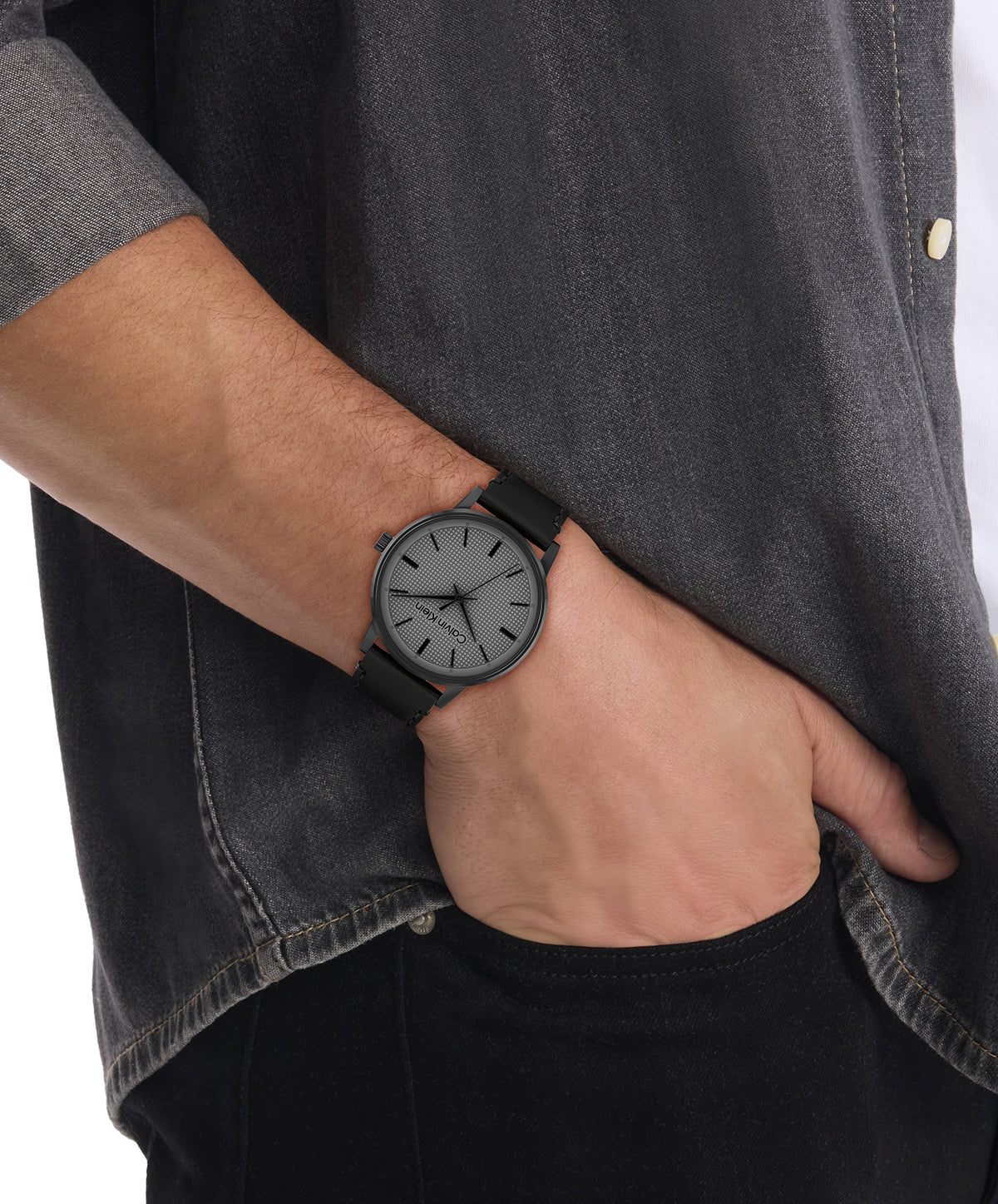 Calvin Klein 25200504 Men's Black Leather Quartz Watch