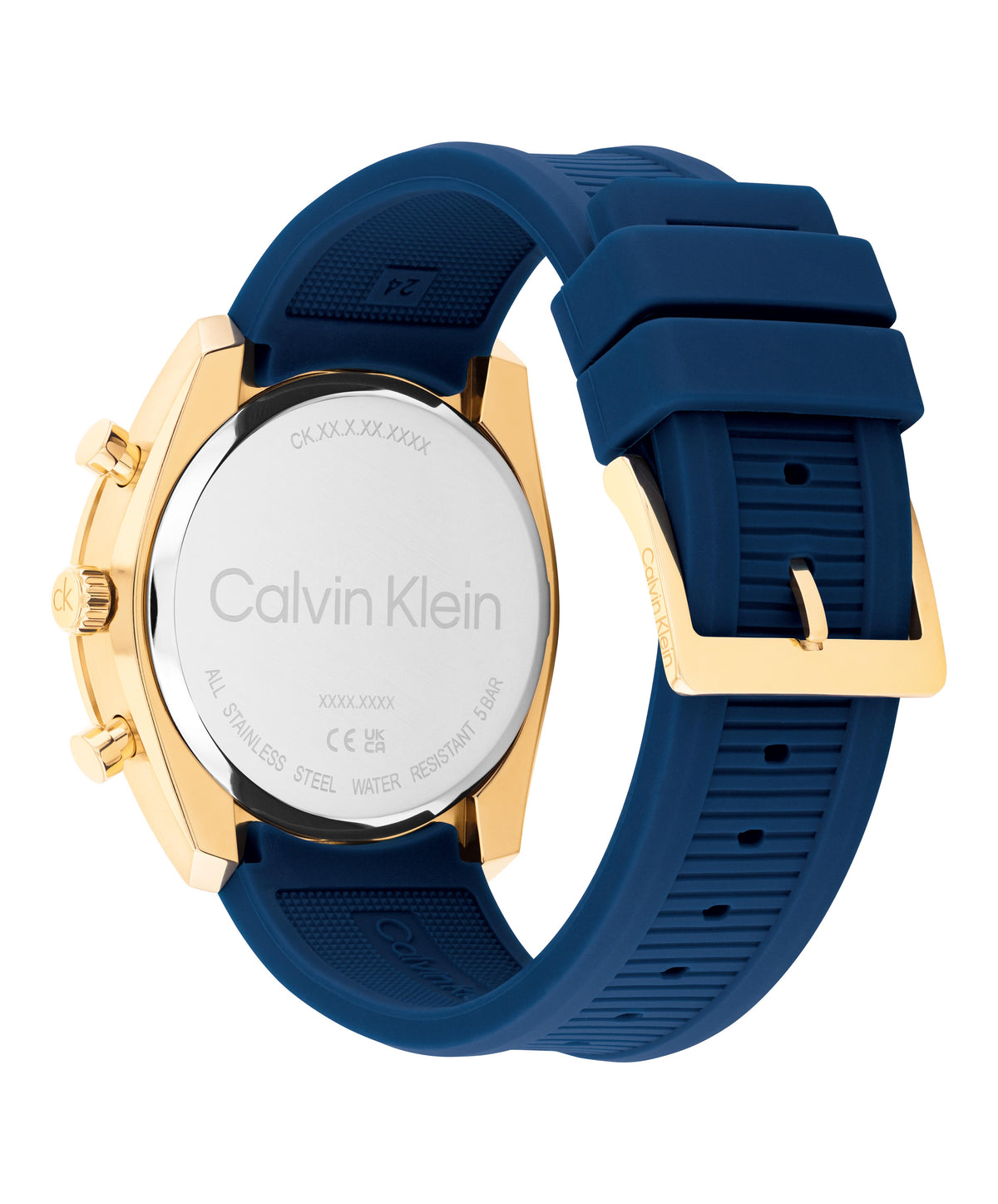 Calvin Klein 25200534 Ionic Plated Thin Gold Steel & Blue Silicone Strap Men's Watch