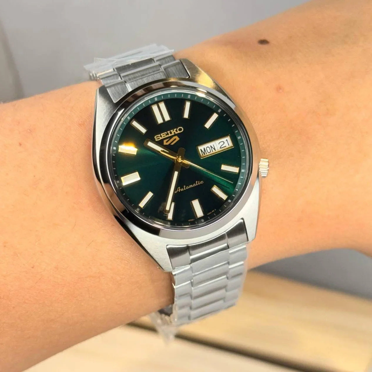 Seiko 5 Sports SNXS Reissue Green Tie Automatic Stainless Steel Watch SRPL57K1