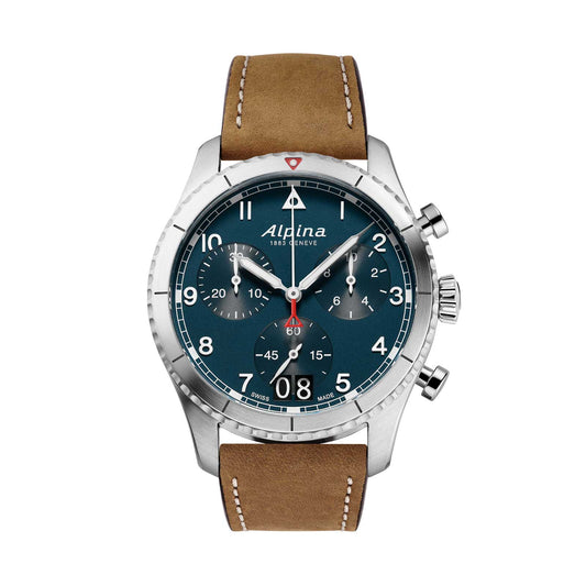 Alpina Startimer Pilot Quartz Chronograph Big Date Petroleum Blue AL-372NW4S26