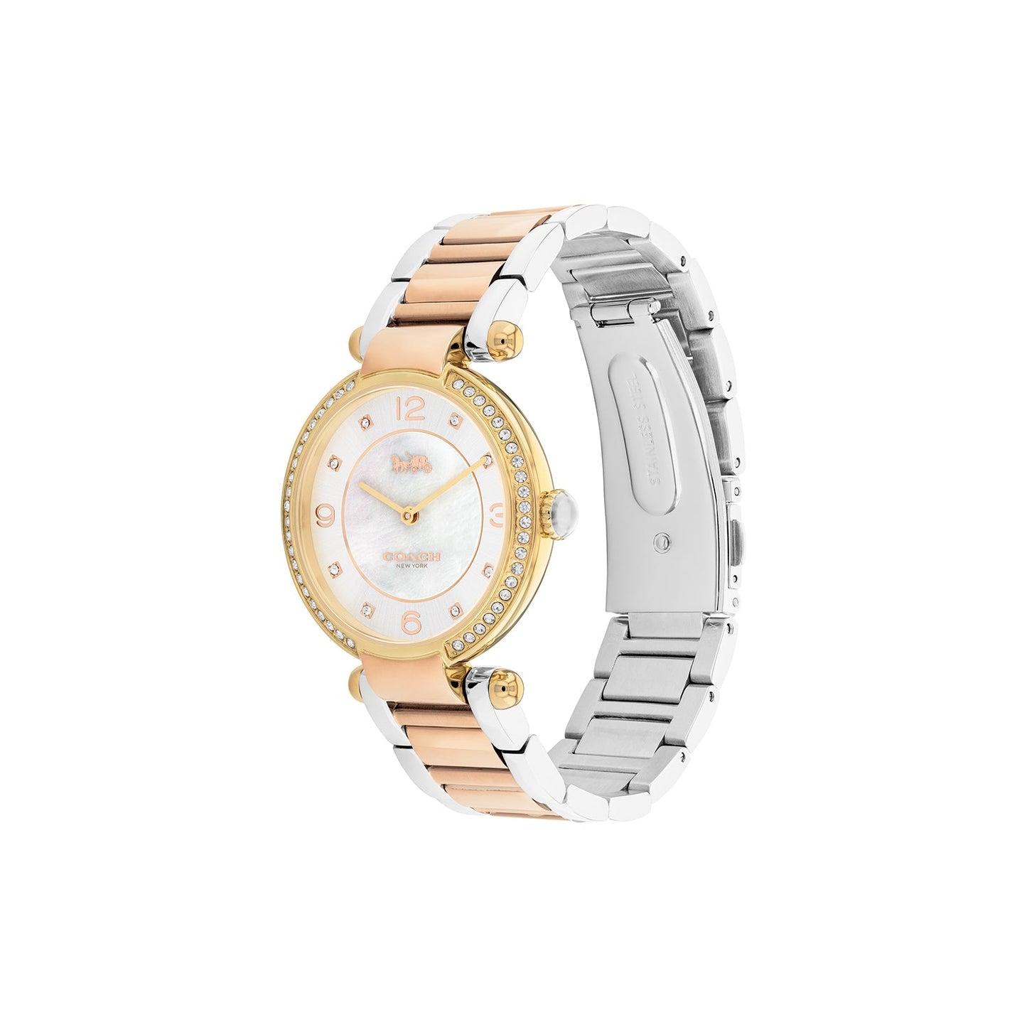 Coach 14504137 Women's Two-Tone Carnation Gold and Stainless Steel Bracelet and Mother of Pearl Dial Quartz Watch