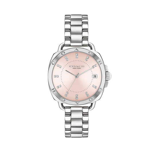 Coach 14504156 Women's Stainless Steel Bracelet and Pink Dial Quartz Watch