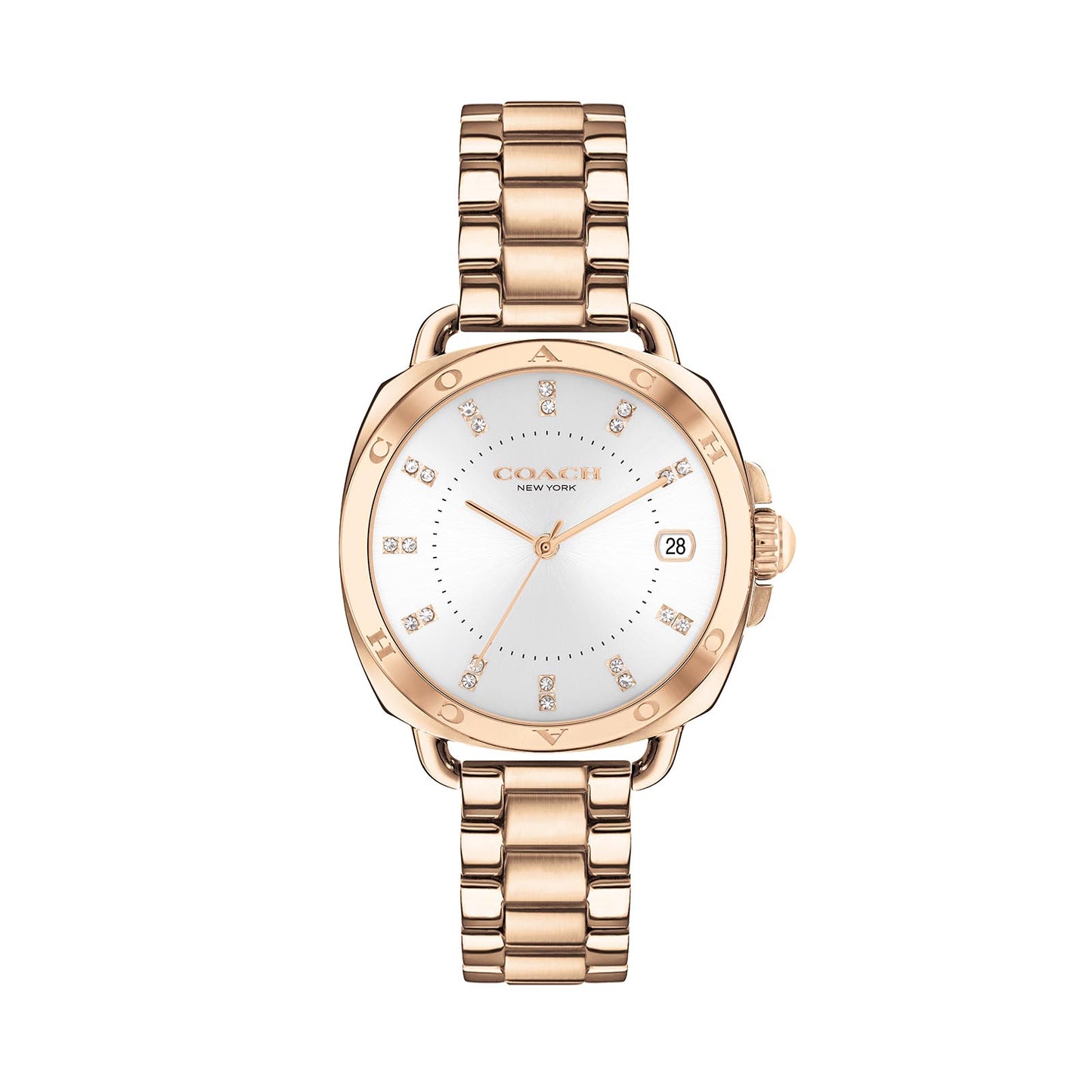 Coach 14504158 Women's Rose Gold Ionic Plated Steel Bracelet and White Dial Quartz Watch