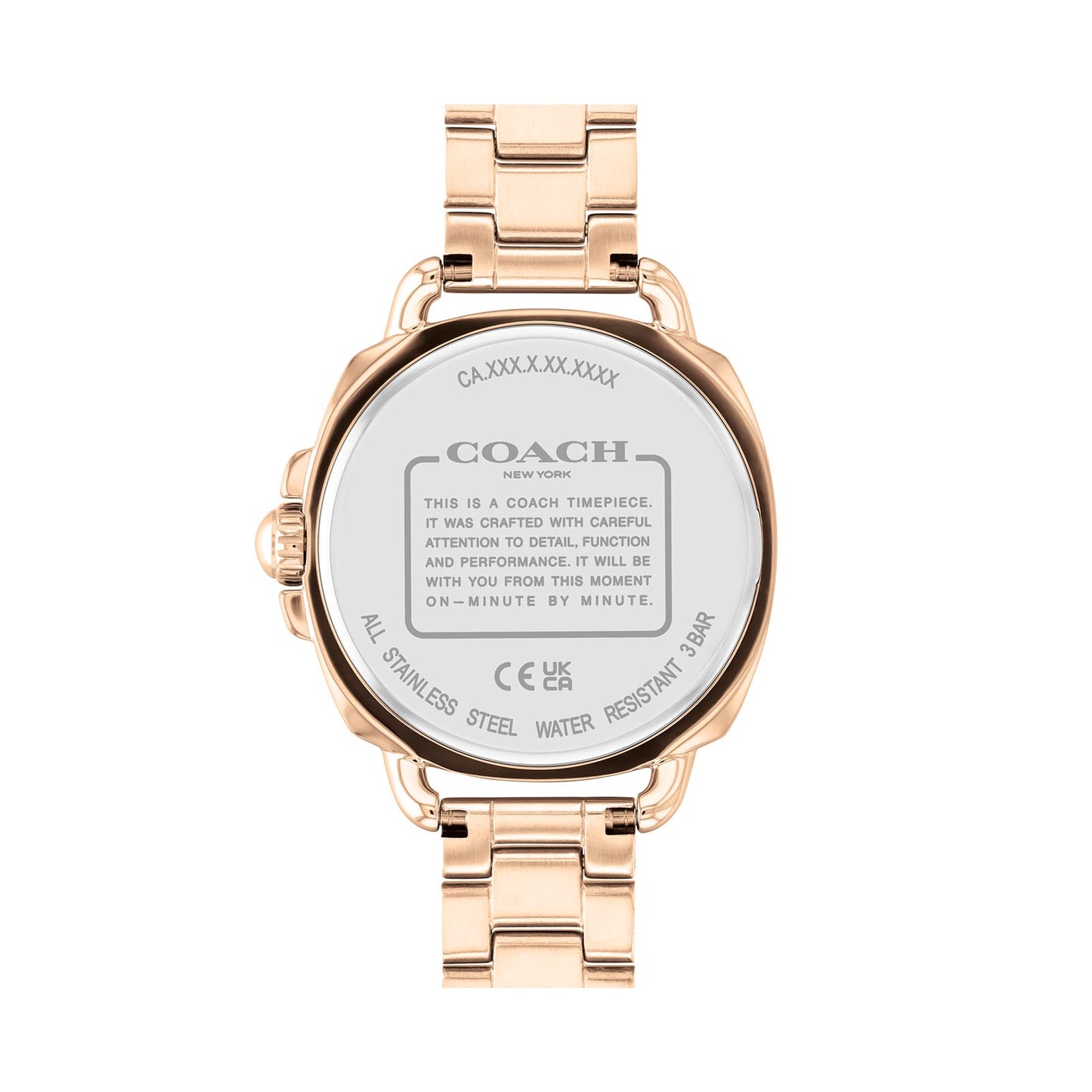 Coach 14504158 Women's Rose Gold Ionic Plated Steel Bracelet and White Dial Quartz Watch