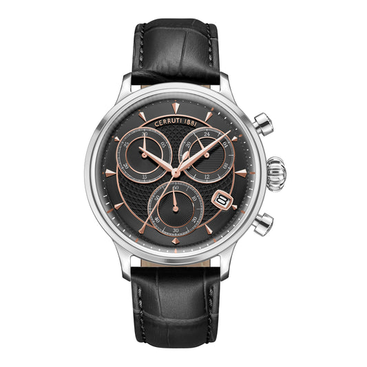 Cerruti 1881 Dervio Men's Chronograph Black Leather Quartz Watch CIWGC0073301