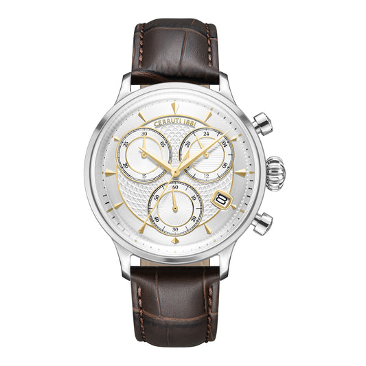 Cerruti 1881 Dervio Men's Chronograph Brown Leather Quartz Watch CIWGC0073302