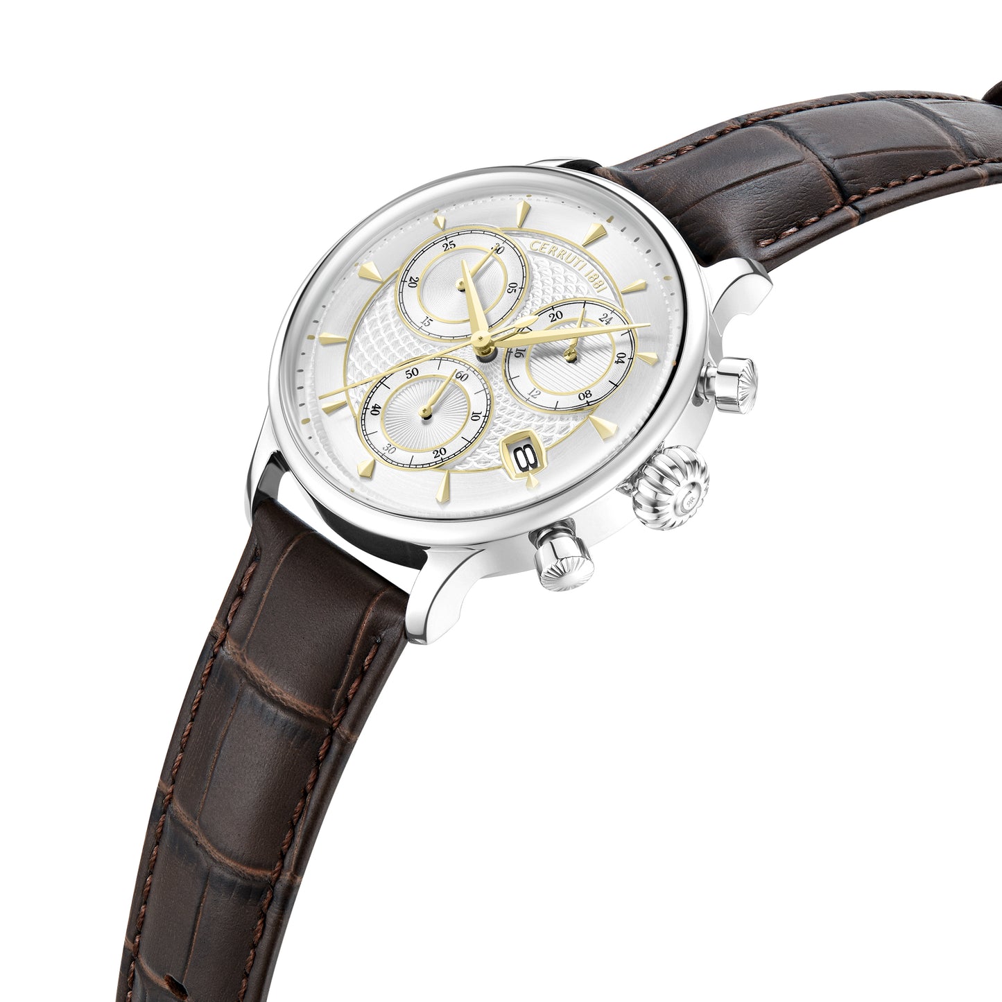 Cerruti 1881 Dervio Men's Chronograph Brown Leather Quartz Watch CIWGC0073302