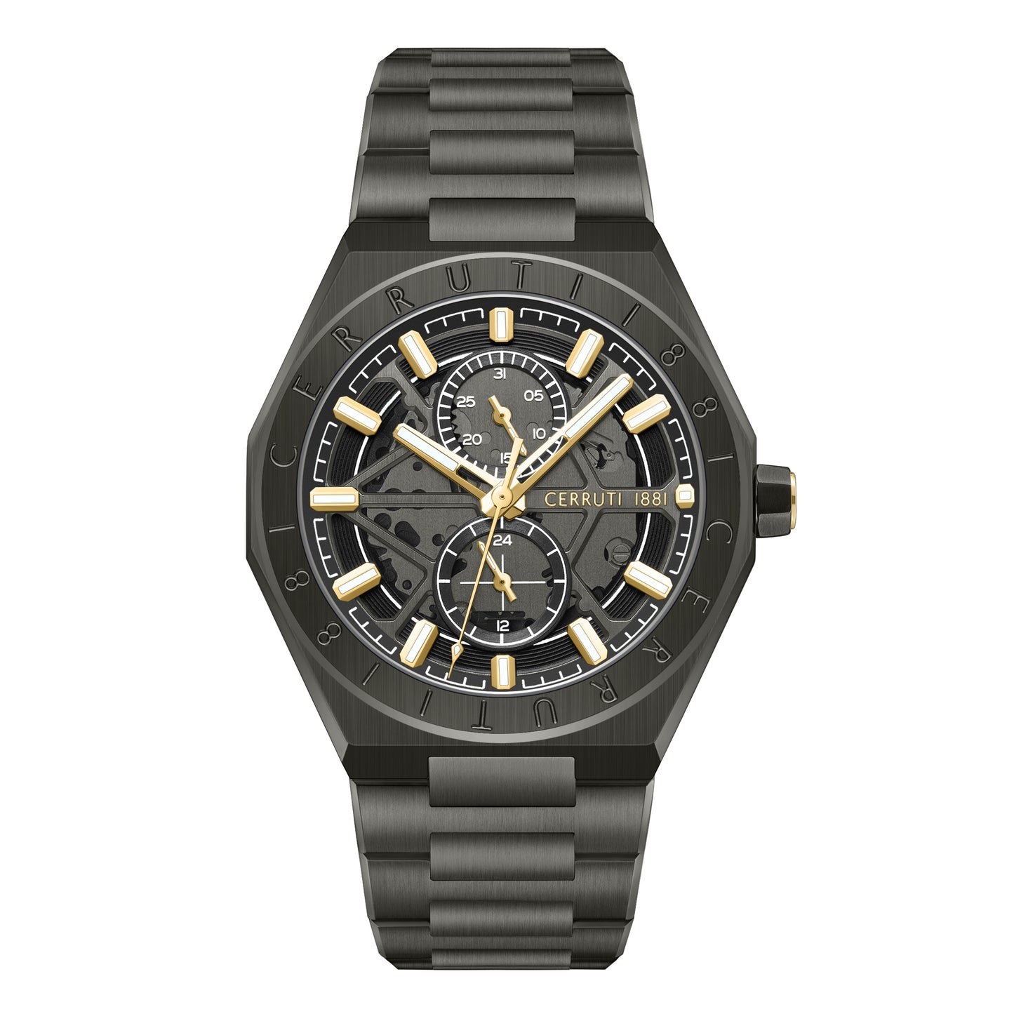 Cerruti 1881 Ravello Men's Ionic Plated Black Steel Skeleton Dial Quartz Watch CIWGK0051202