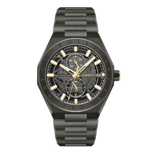 Cerruti 1881 Ravello Men's Ionic Plated Black Steel Skeleton Dial Quartz Watch CIWGK0051202
