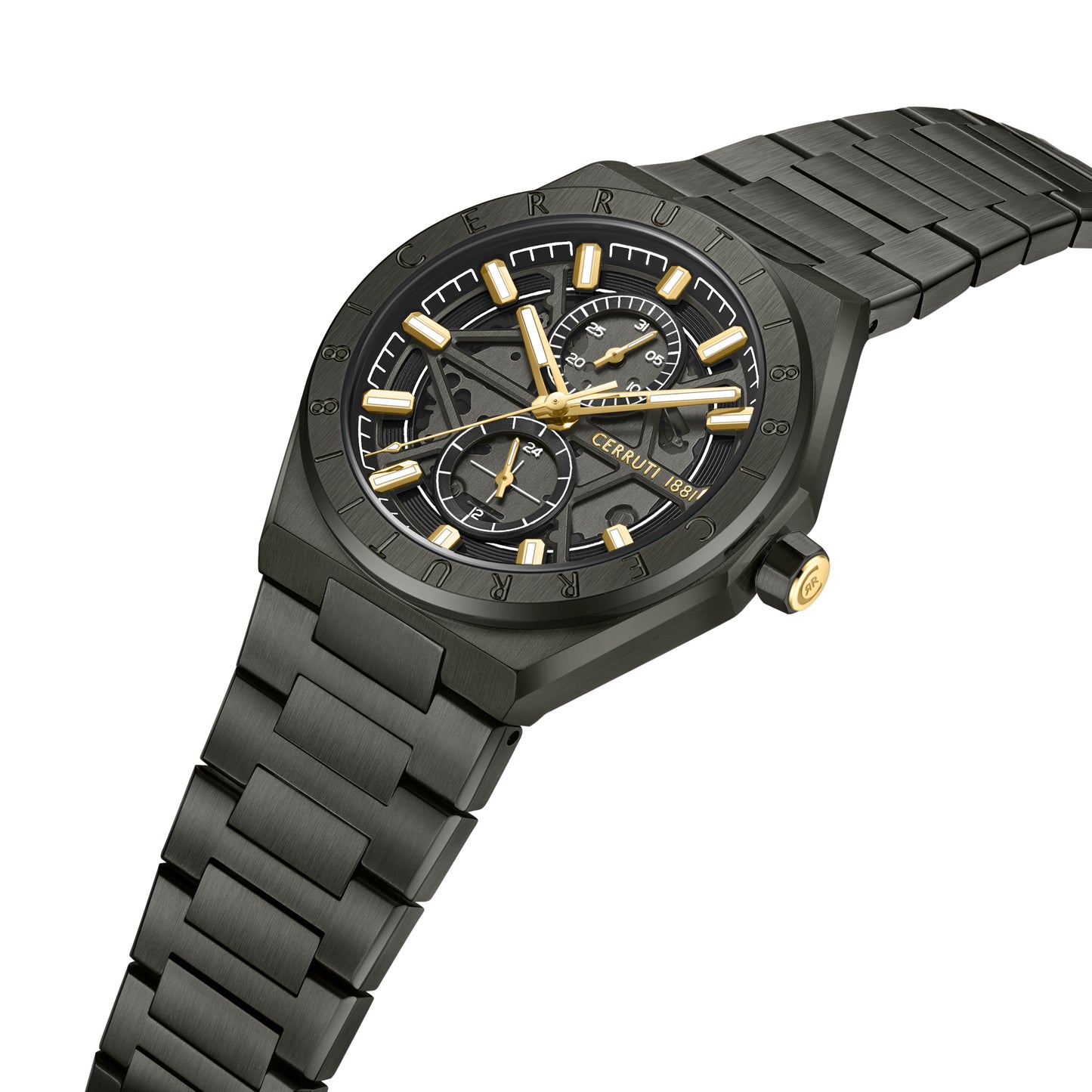 Cerruti 1881 Ravello Men's Ionic Plated Black Steel Skeleton Dial Quartz Watch CIWGK0051202