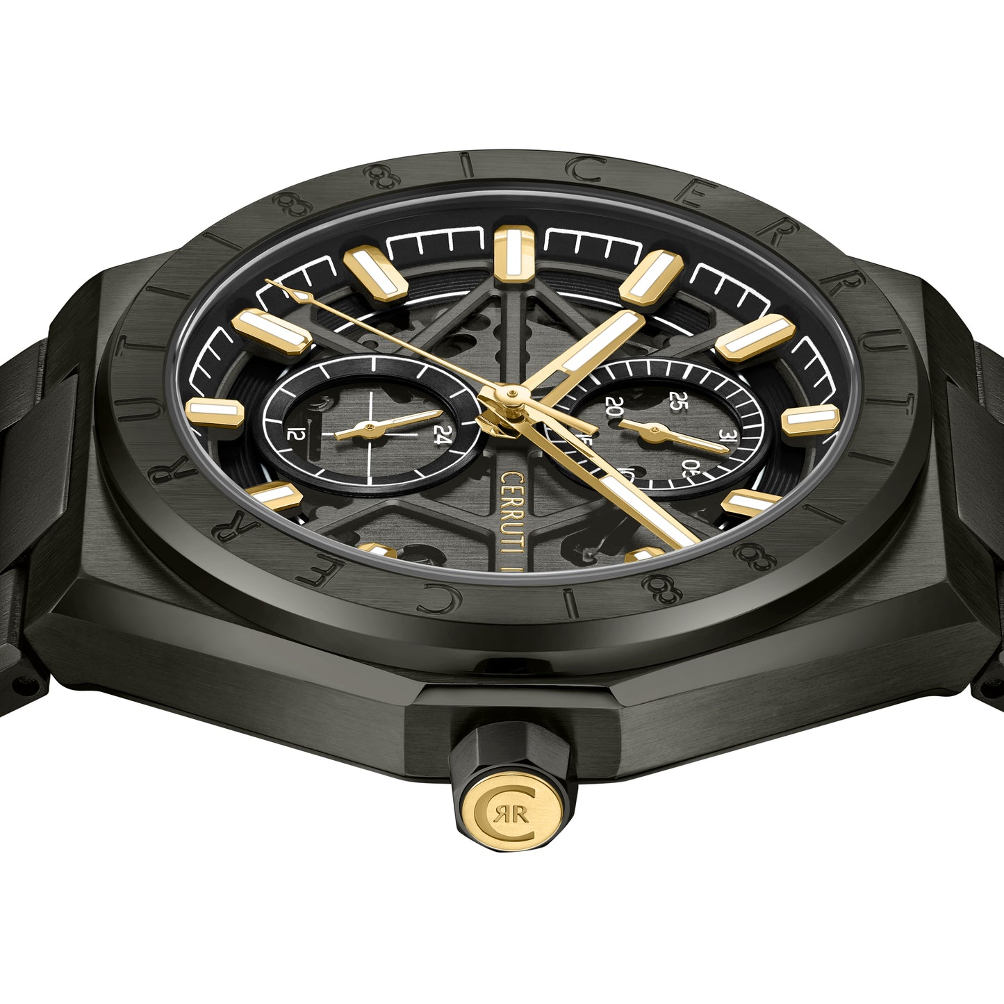 Cerruti 1881 Ravello Men's Ionic Plated Black Steel Skeleton Dial Quartz Watch CIWGK0051202