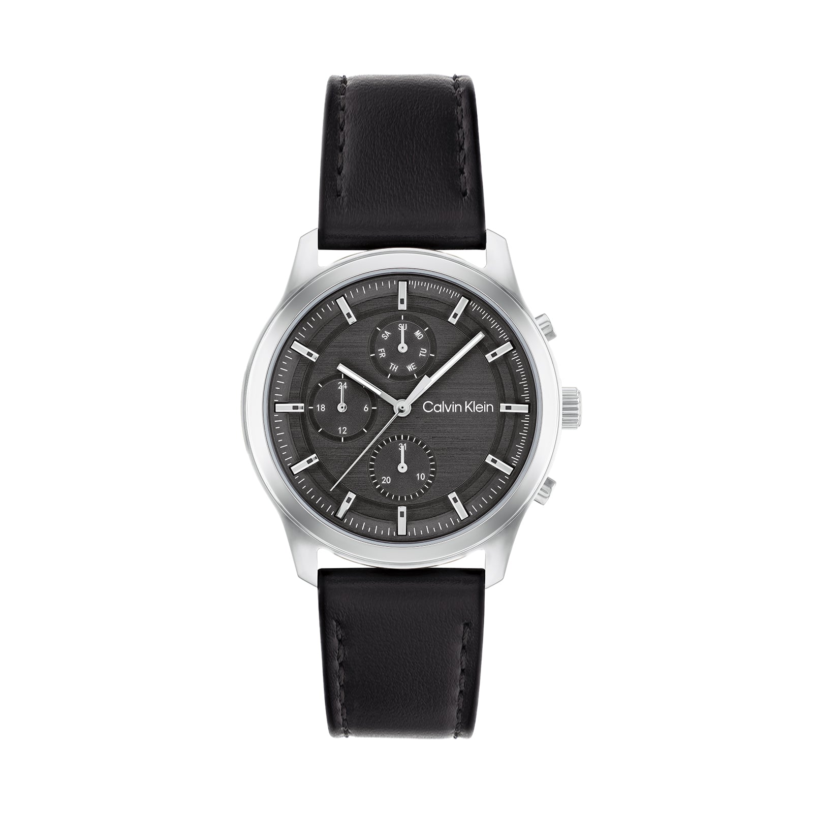 Calvin klein black leather watch hotsell