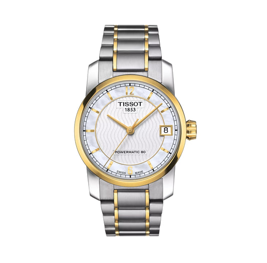 Tissot T-Classic Titanium Women's Two Tone Bracelet and Silver White MOP Dial T087.207.55.117.00