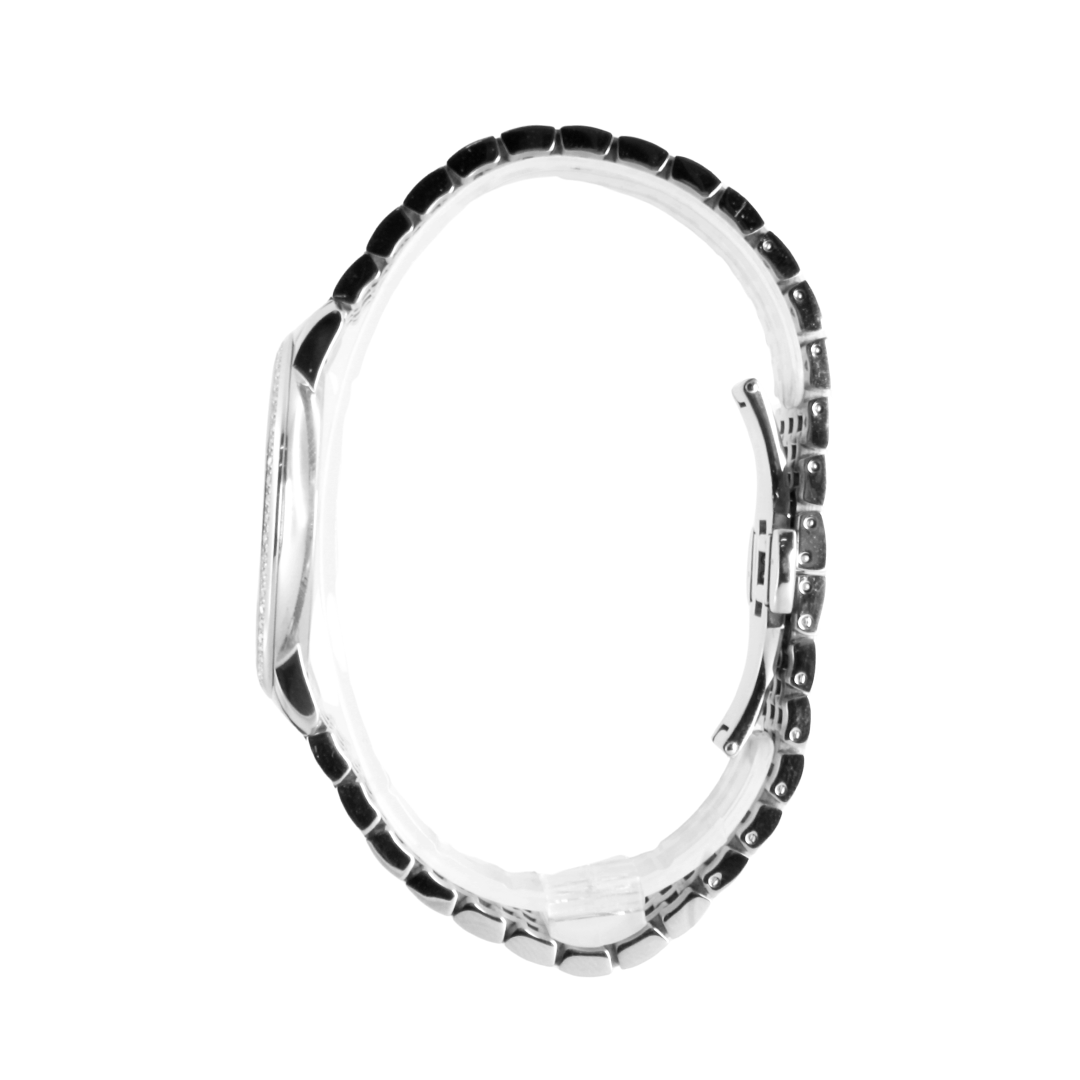 Frederique Constant Slim Line Silver Guilloche Dial Grey Satin Ladies Watch - FC-220M4SD36B