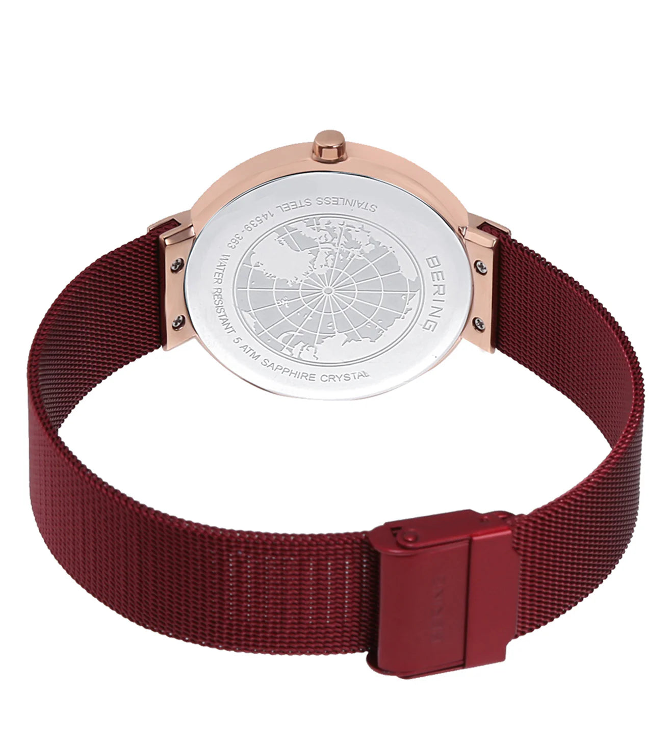 Bering 14539-363 Women's Red Steel Mesh Watch (Outlet)