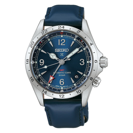 Seiko Prospex Alpinist Mechanical GMT Automatic Blue Leather Men's Watch SPB377J1