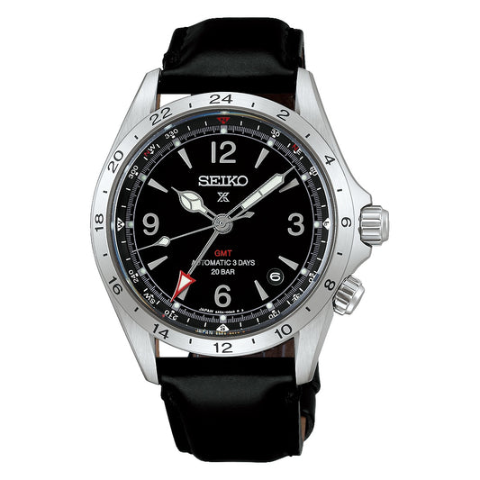 Seiko Prospex Alpinist Mechanical GMT Automatic Black Leather Men's Watch SPB379J1
