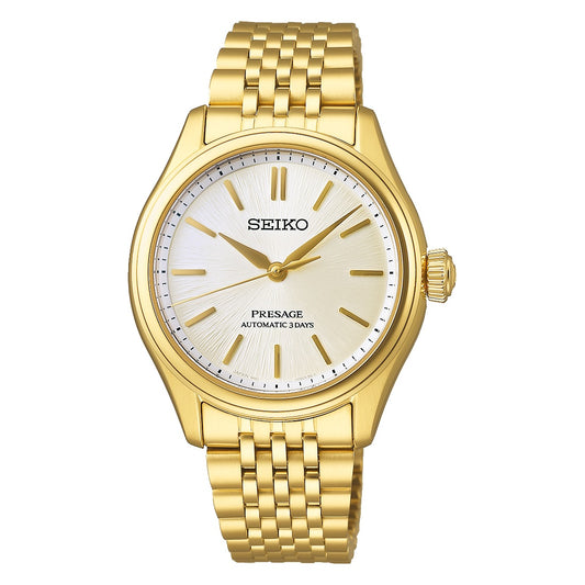 Seiko Presage Shiro-iro Classic Series Gold Plated Automatic Unisex Watch SPB524J1