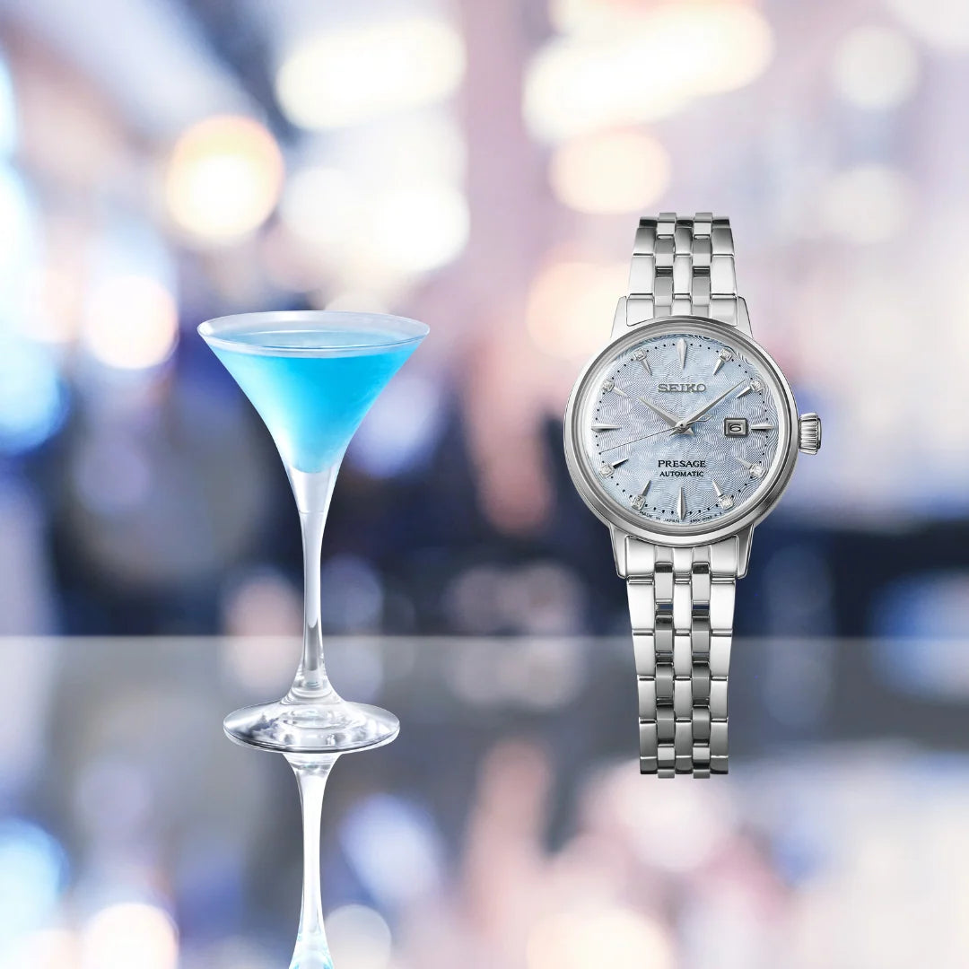 Seiko Presage Cocktail Time "Skydiving" Diamond Blue Dial Automatic Women's Watch SRE007J1