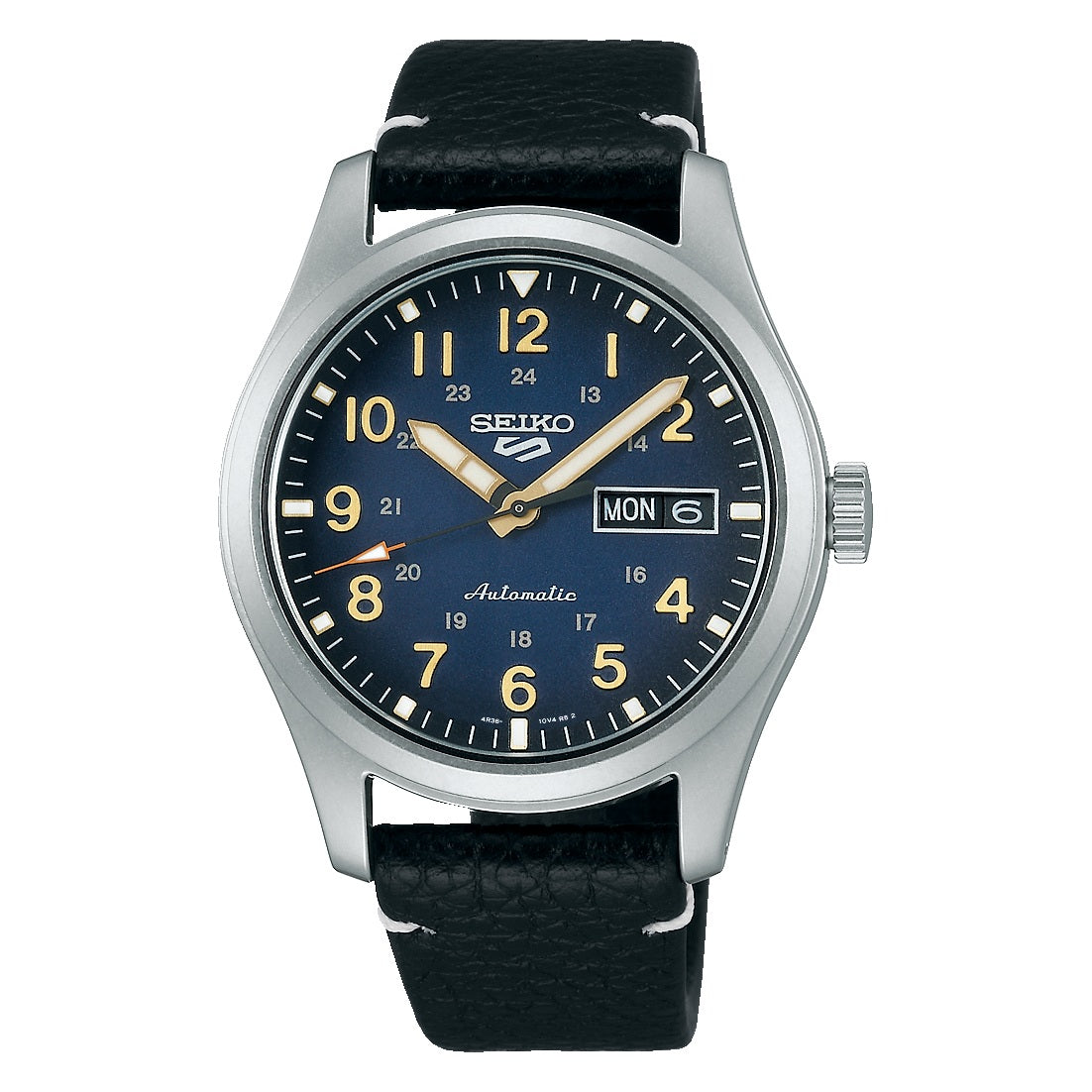 Seiko 5 Sports Field Military Style Automatic Black Leather Men's Watch SRPG39K1