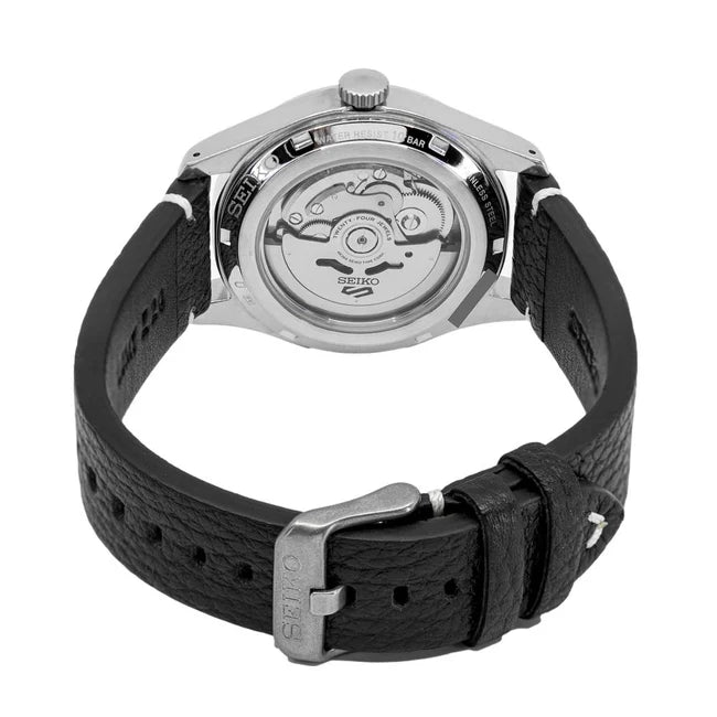 Seiko 5 Sports Field Military Style Automatic Black Leather Men's Watch SRPG39K1