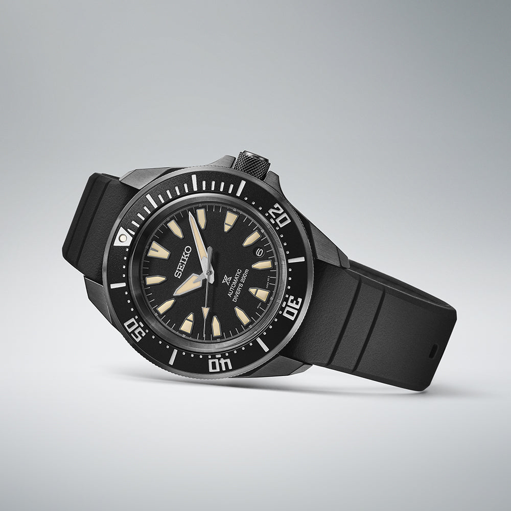 Seiko Prospex Black Samurai Silicone Strap Red 200M Diver's Men's Watch SRPL15K1