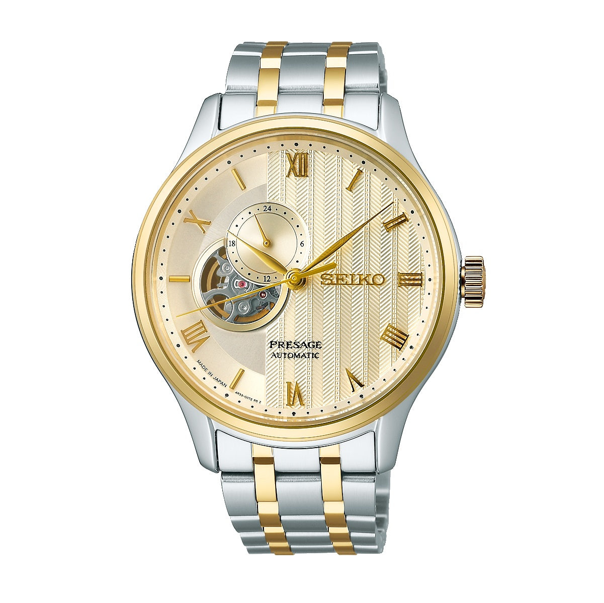 Seiko Presage Japanese Zen Gardens Gold-toned Sand Open Heart Men's Watch SSA464J1