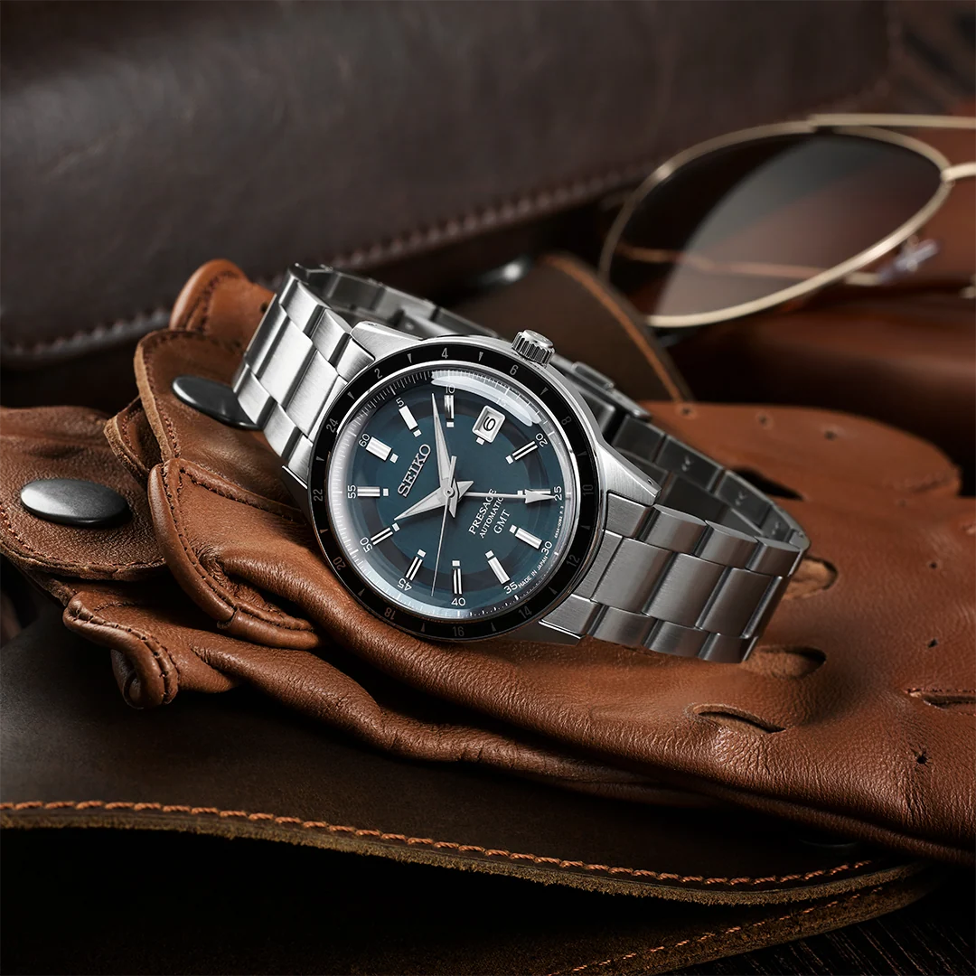 Seiko Presage Style '60s GMT Automatic Blue-Grey Dial Men's Watch SSK009J1