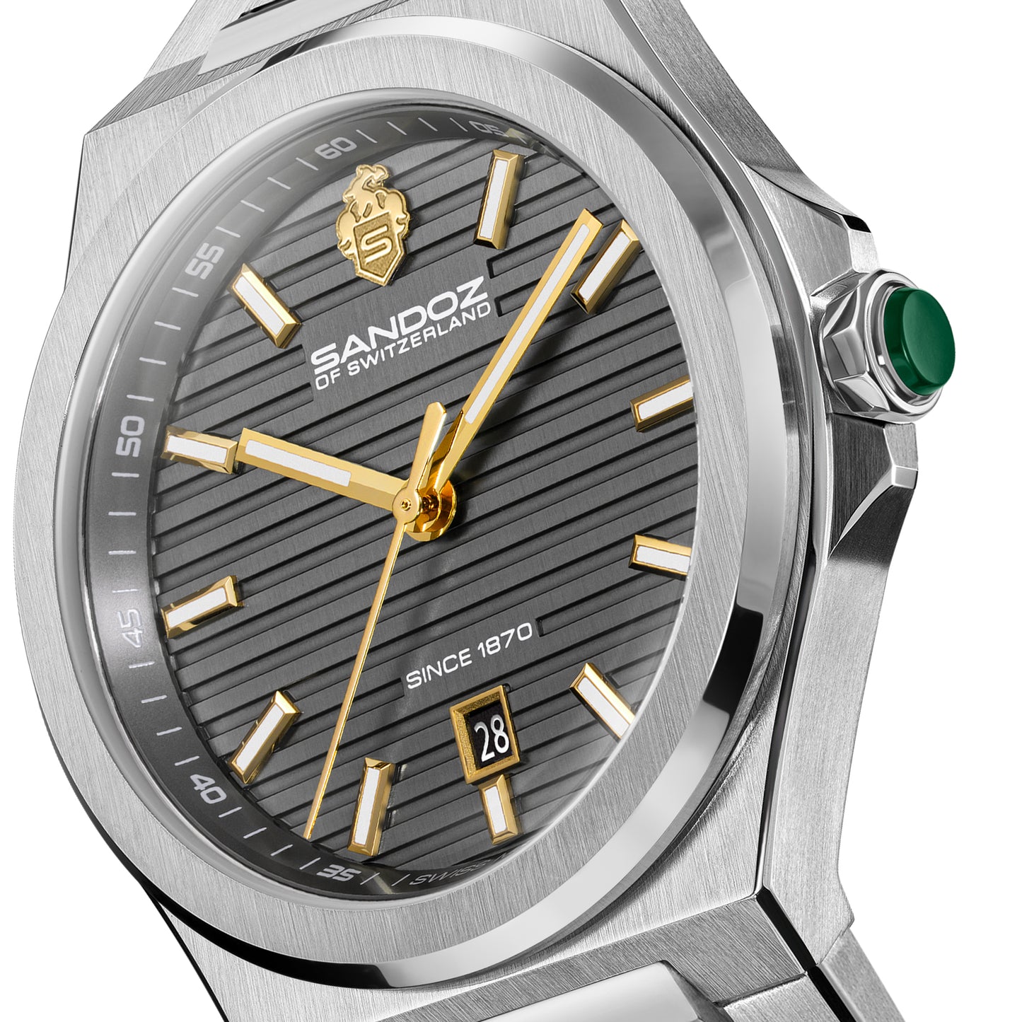 Sandoz Chanet Anthracite Grey Patterned Dial Quartz Men's Watch SZWGH0000830