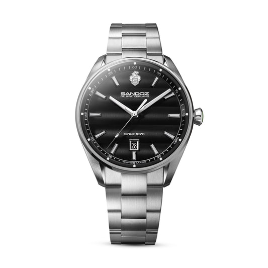 Sandoz Bachelin Stainless Steel Black Dial Men's Quartz Watch SZWGH0001110