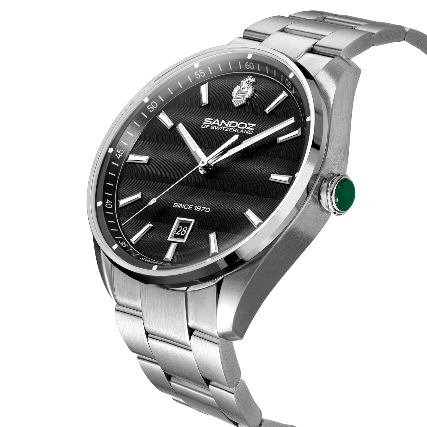 Sandoz Bachelin Stainless Steel Black Dial Men's Quartz Watch SZWGH0001110