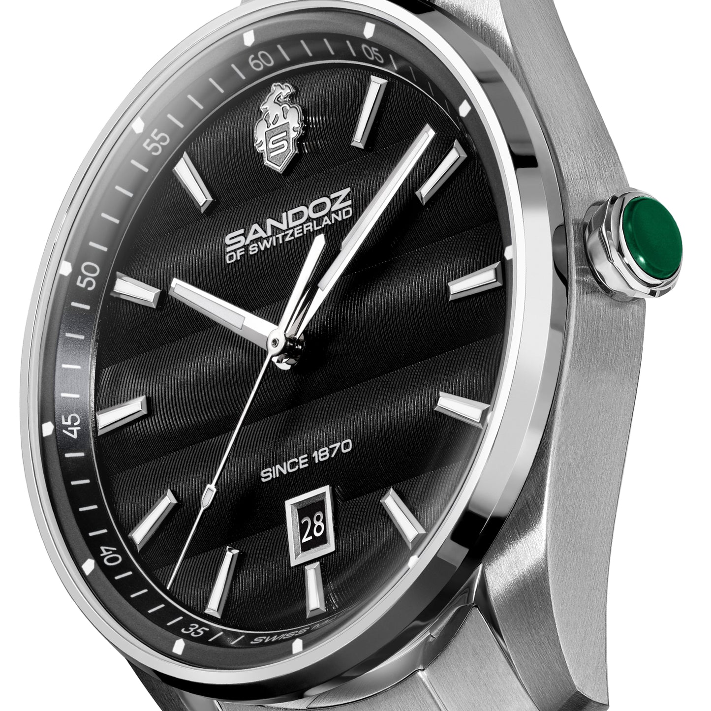 Sandoz Bachelin Stainless Steel Black Dial Men's Quartz Watch SZWGH0001110