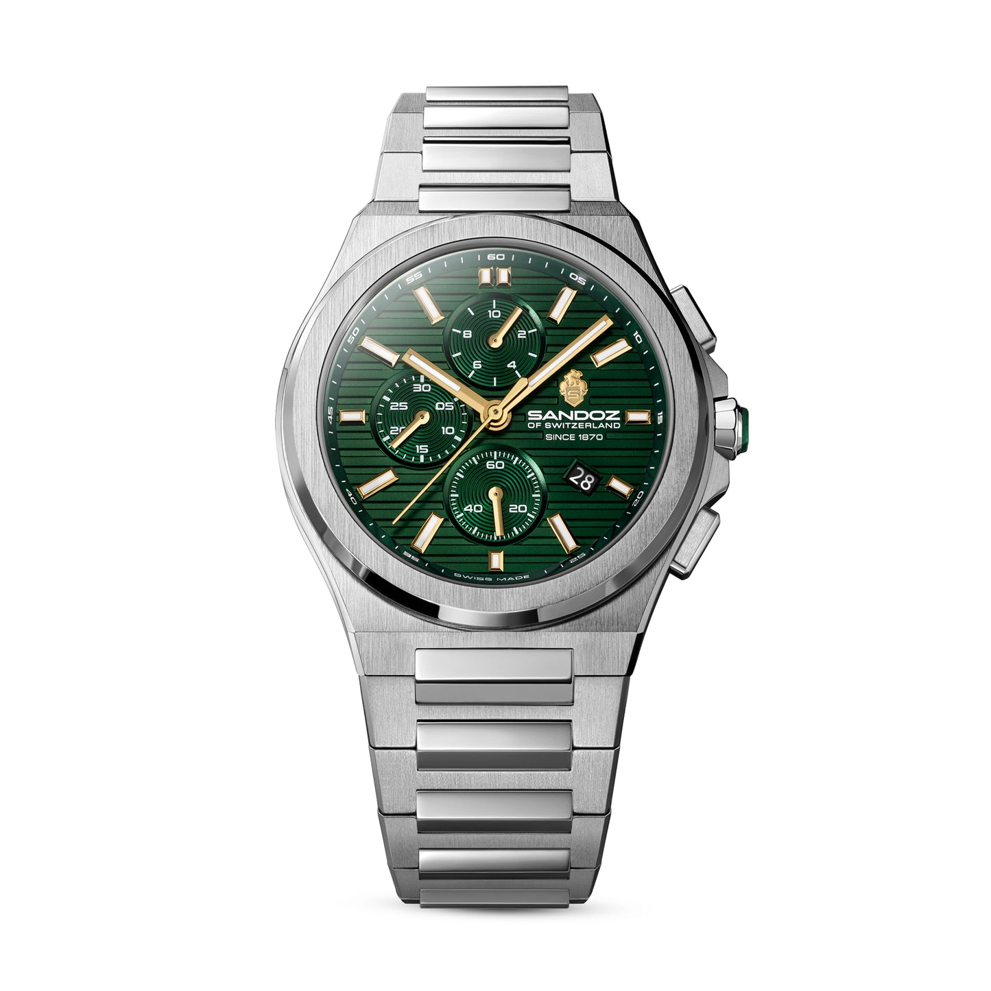 Sandoz Chanet Brushed Green Dial Quartz Chronograph Men's Watch SZWGI0000823