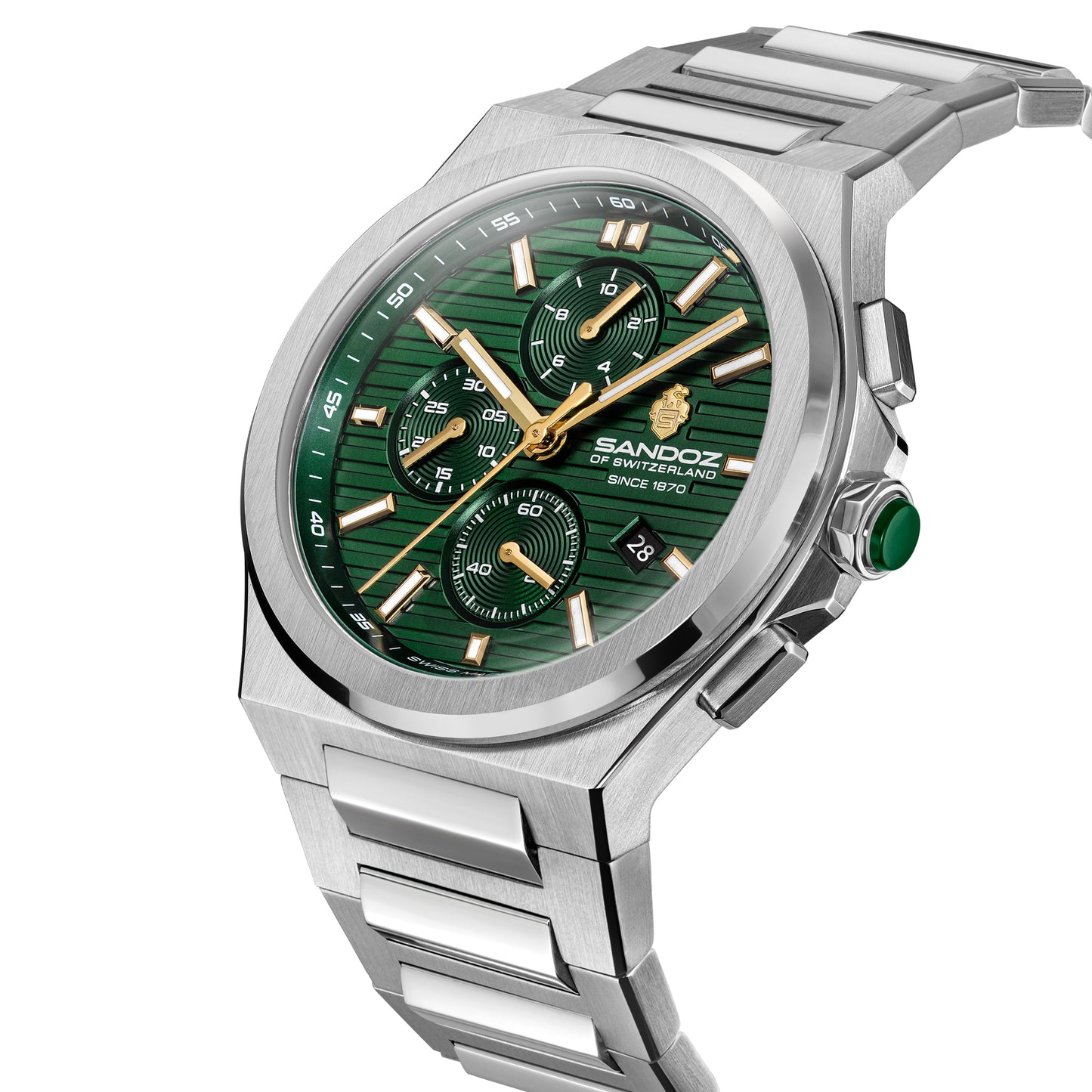 Sandoz Chanet Brushed Green Dial Quartz Chronograph Men's Watch SZWGI0000823