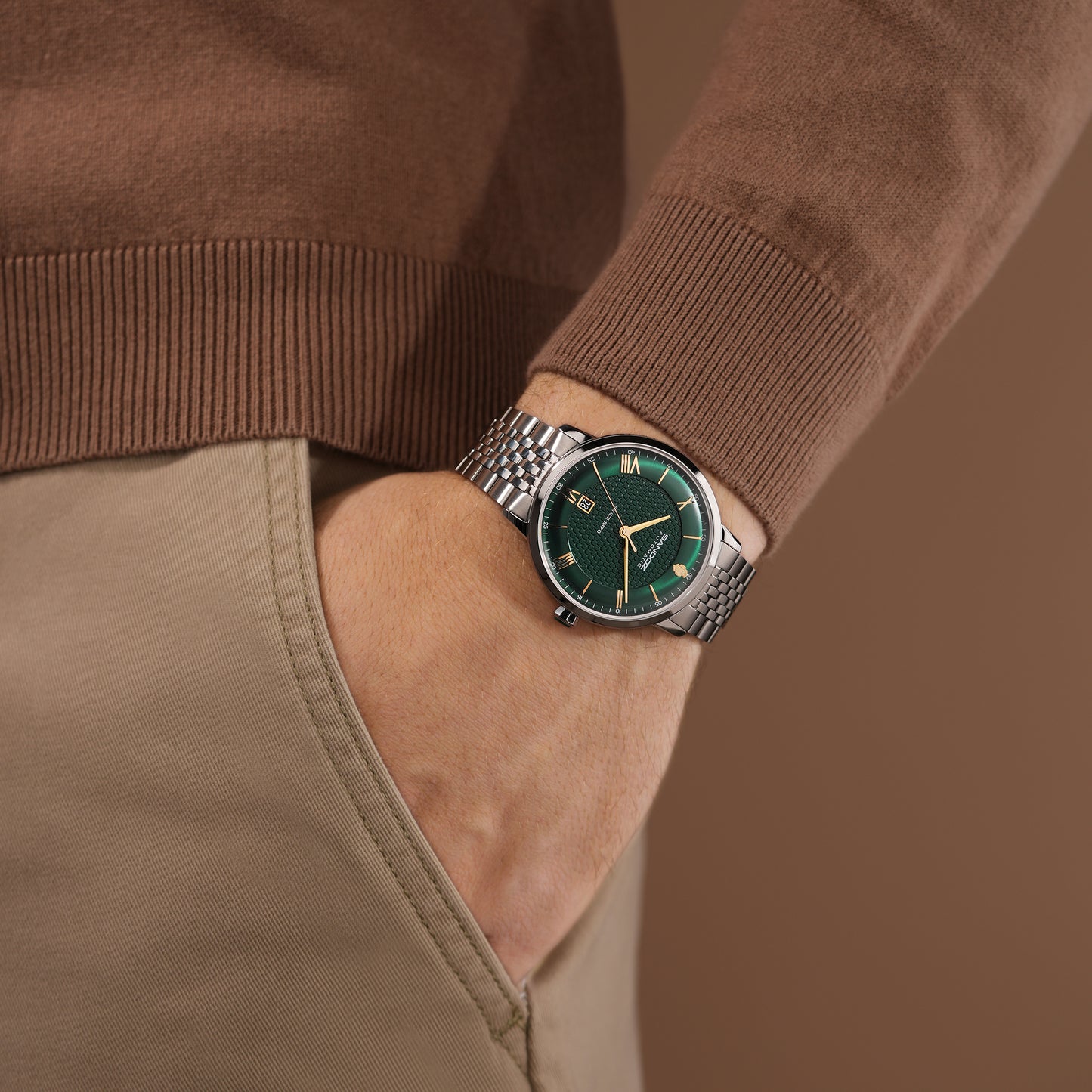 Sandoz Rochettes Automatic Green Bombe Sunray Dial Men's Watch SZWGL0000201